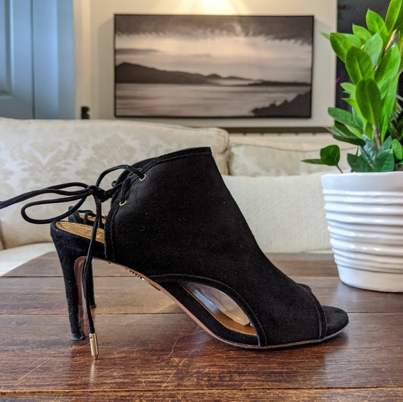 Aquazzura Shoes - Aquazzura Mid-Heel Suede Sandals Heels in Black